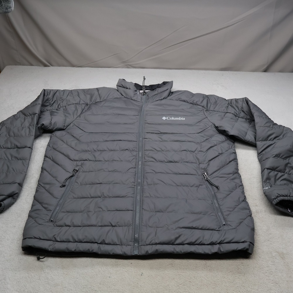 Columbia Jacket Mens Medium Gray Powder Lite II Omni-Heat Insulated Puffer